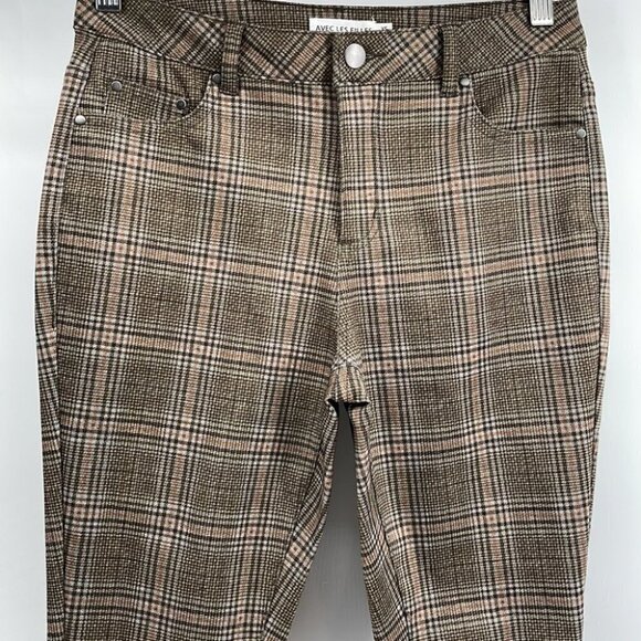 Avec les filles fall plaid trouser pants neutral Color’s fall vibe sz xs - Picture 3 of 10